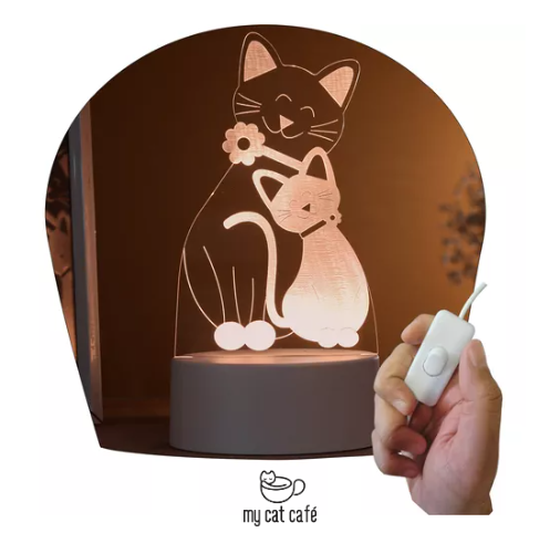 Luminária Led Dois Gatos Abraçando - LED