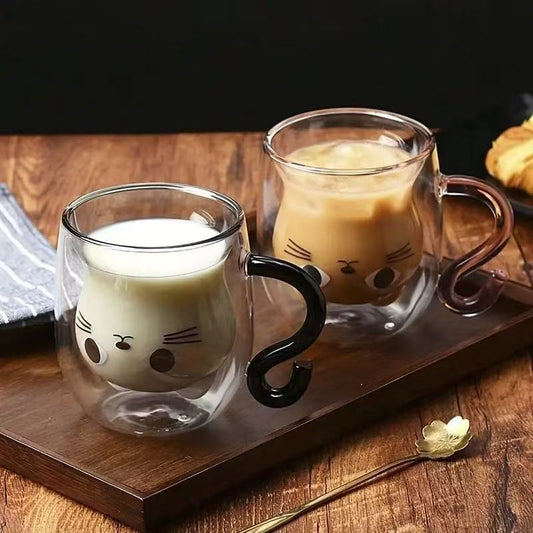 Caneca de vidro duplo - Gatinho