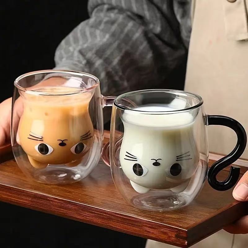Caneca de vidro duplo - Gatinho