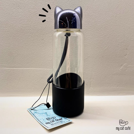 Garrafa de Vidro Gatinho Preta