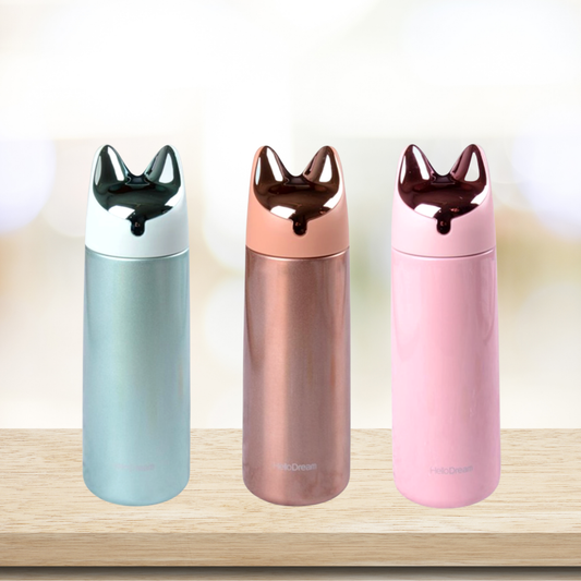 Garrafa Térmica Inox Gatinho (3 Cores)