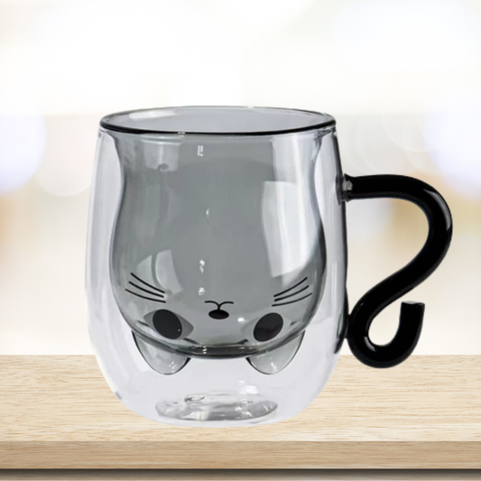 Caneca de vidro duplo - Gatinho