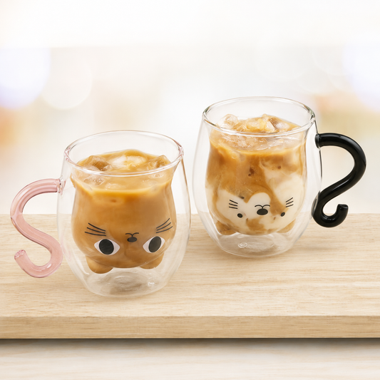Caneca de vidro duplo - Gatinho